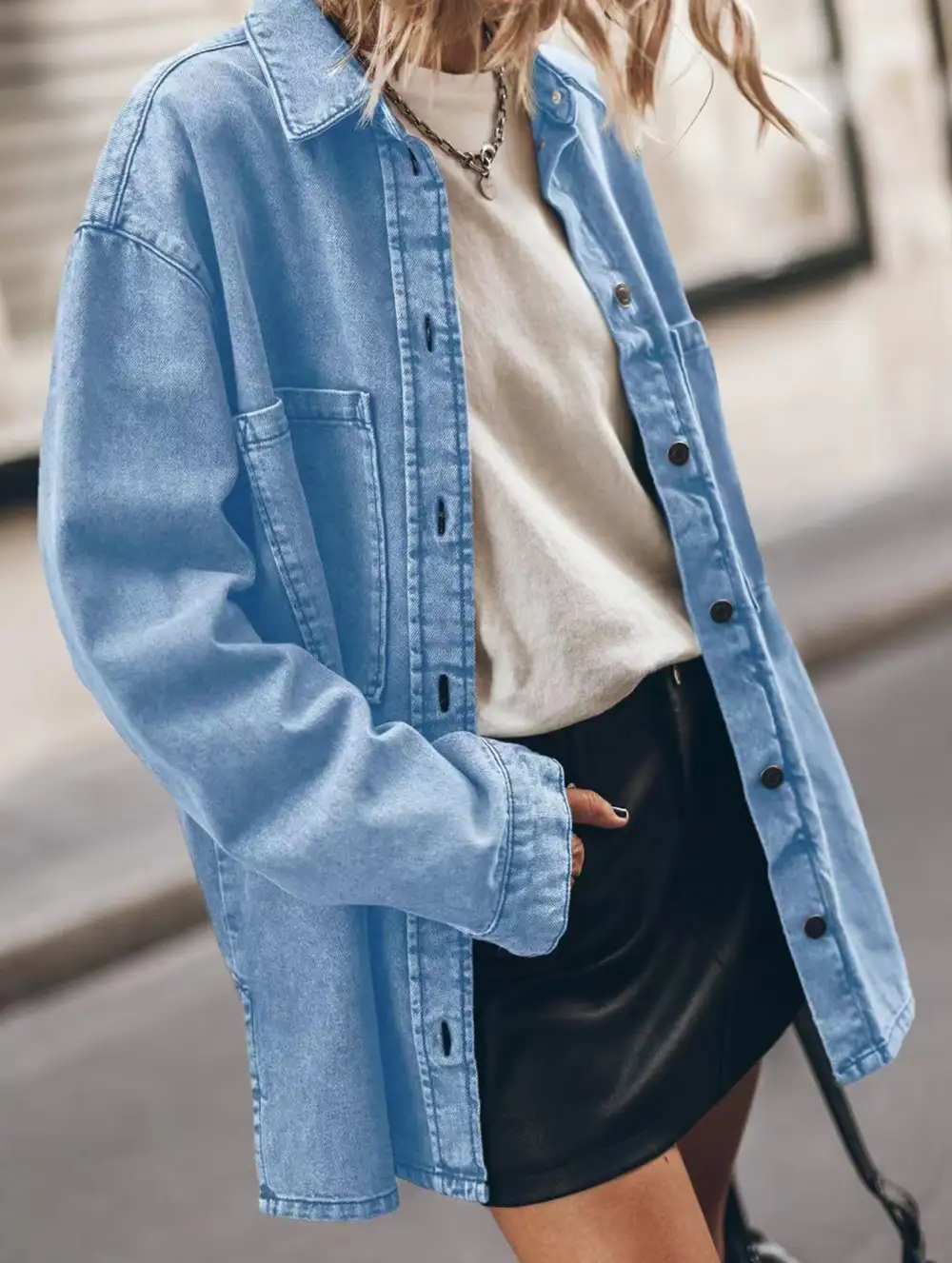 Retro Oversized Denim Shirt Coat