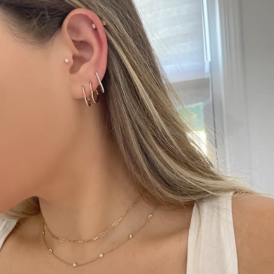 Classic Heart Gem Detail Huggie Earrings