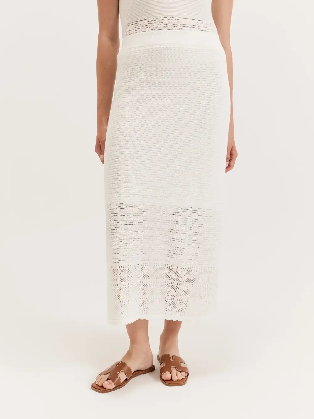High-Rise Crochet-Knit Pencil Skirts