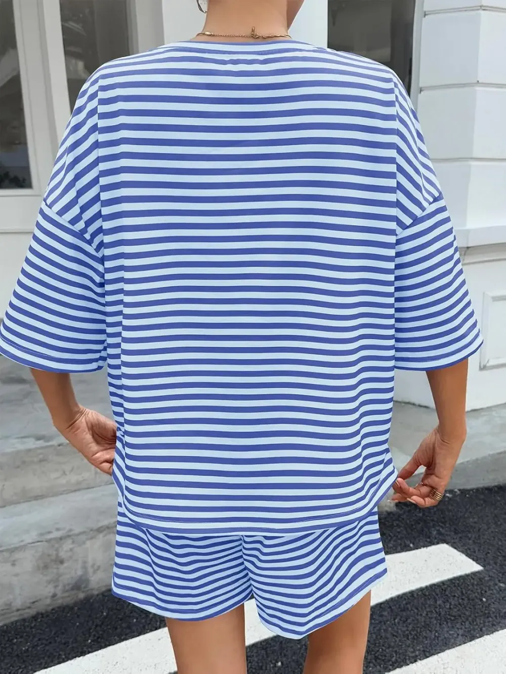 Women's Striped 2 Piece Short Lounge Set