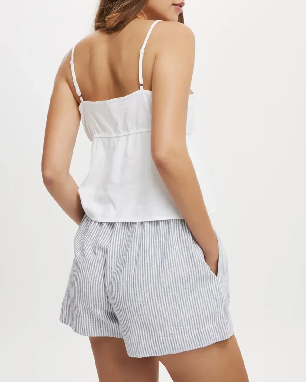 cotton and linen drawstring shorts