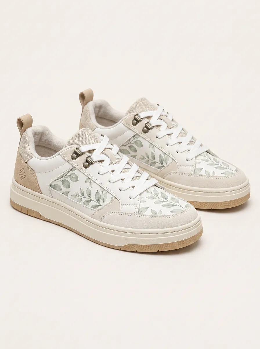 Men's Botanical Nature Lover Leaves Patterned Skate Shoes