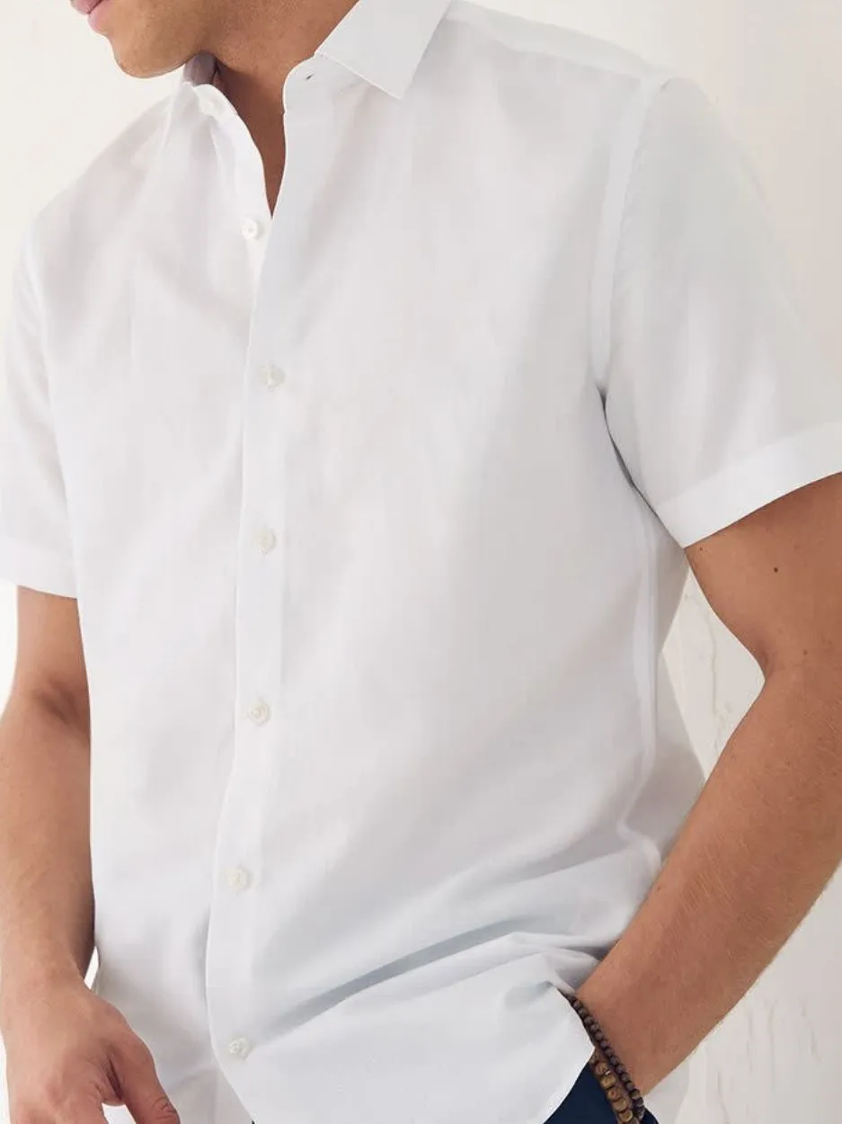 Bright White Casual Style Short-Sleeve Shirt