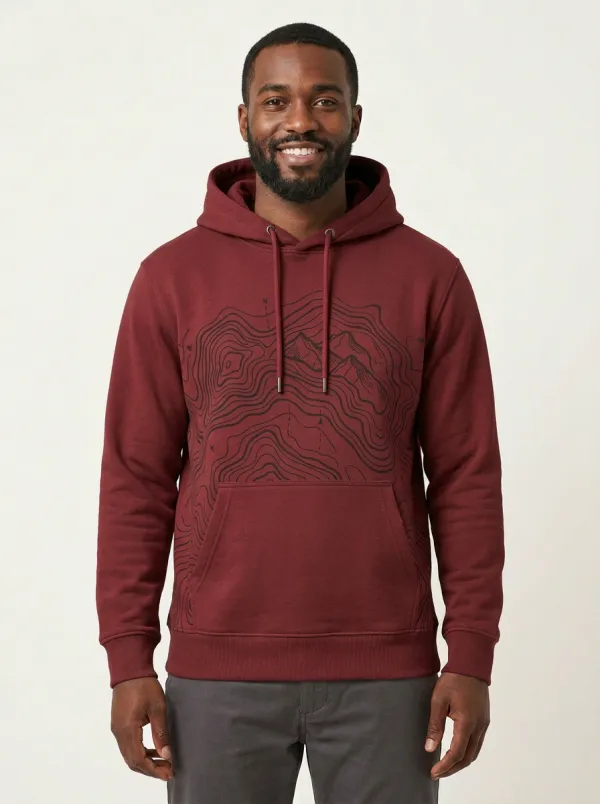 Men's Ridge Hiking Outdoor Explorer Topographic Graphic Hoodie