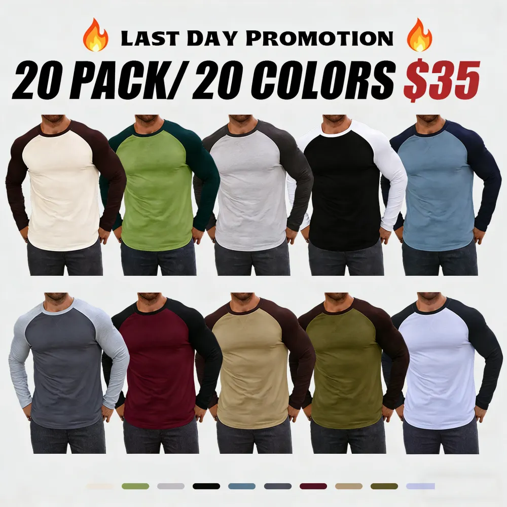 Men's long-sleeved color-blocked slim-fit T-shirt