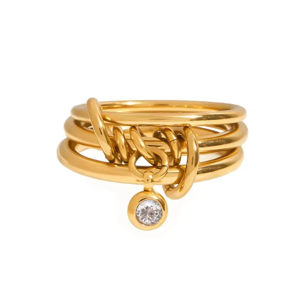 Triple Dangle Stone Accent Ring