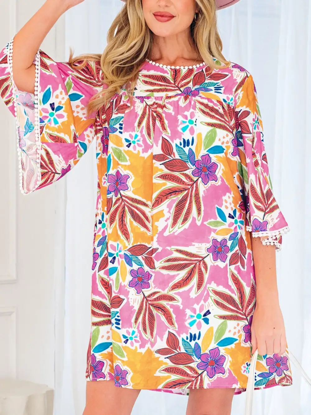 Floral Printed Lace Mini Dress