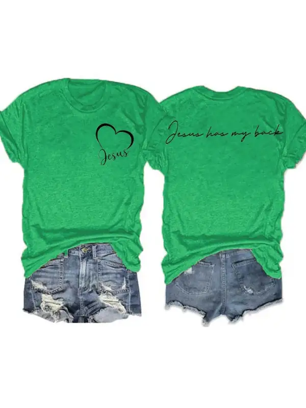 Women's Jesus has my back print short-sleeve T-shirt