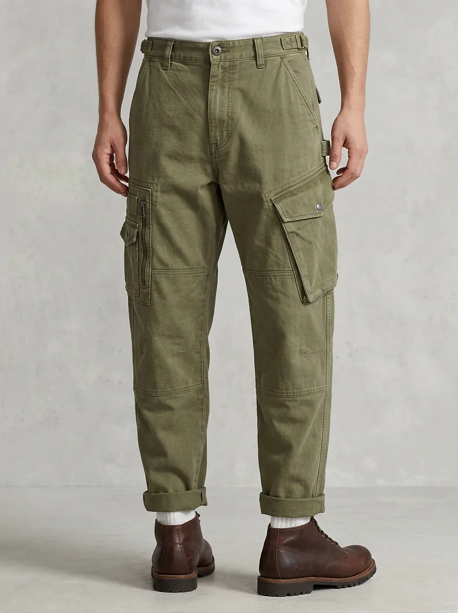 Men's Military Style Olive Green Multi-Pocket Cargo Pants