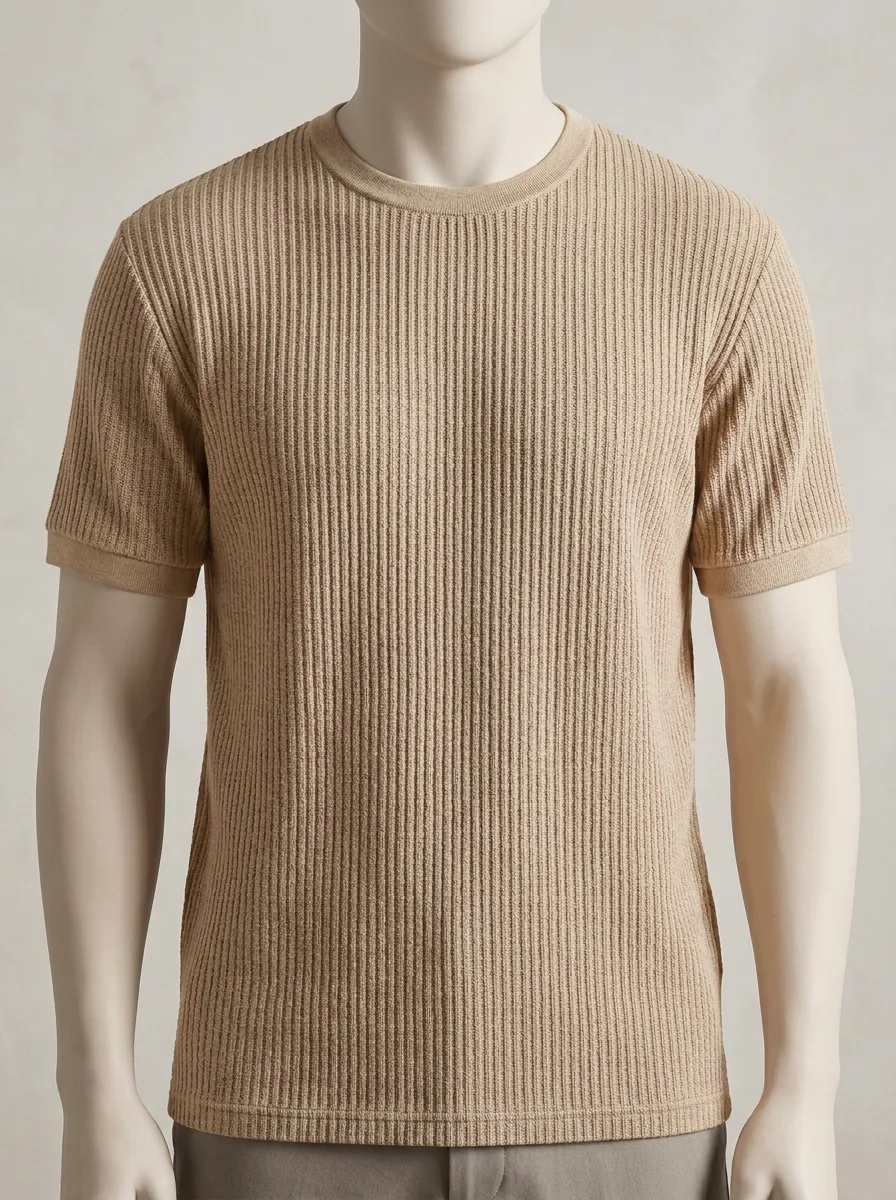 Modern Heritage-Look Men's Knit Crew-Neck T-Shirt