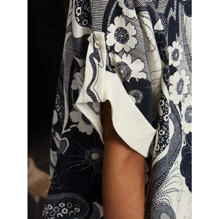 Flowing Printed Button Up Shirt and Pants Set