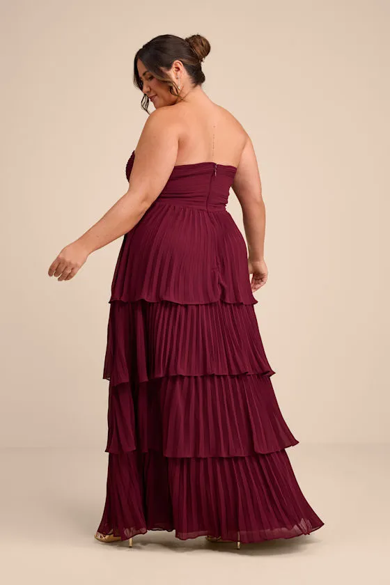 Seriously Sensational Light Pink Strapless Tiered Maxi Dress