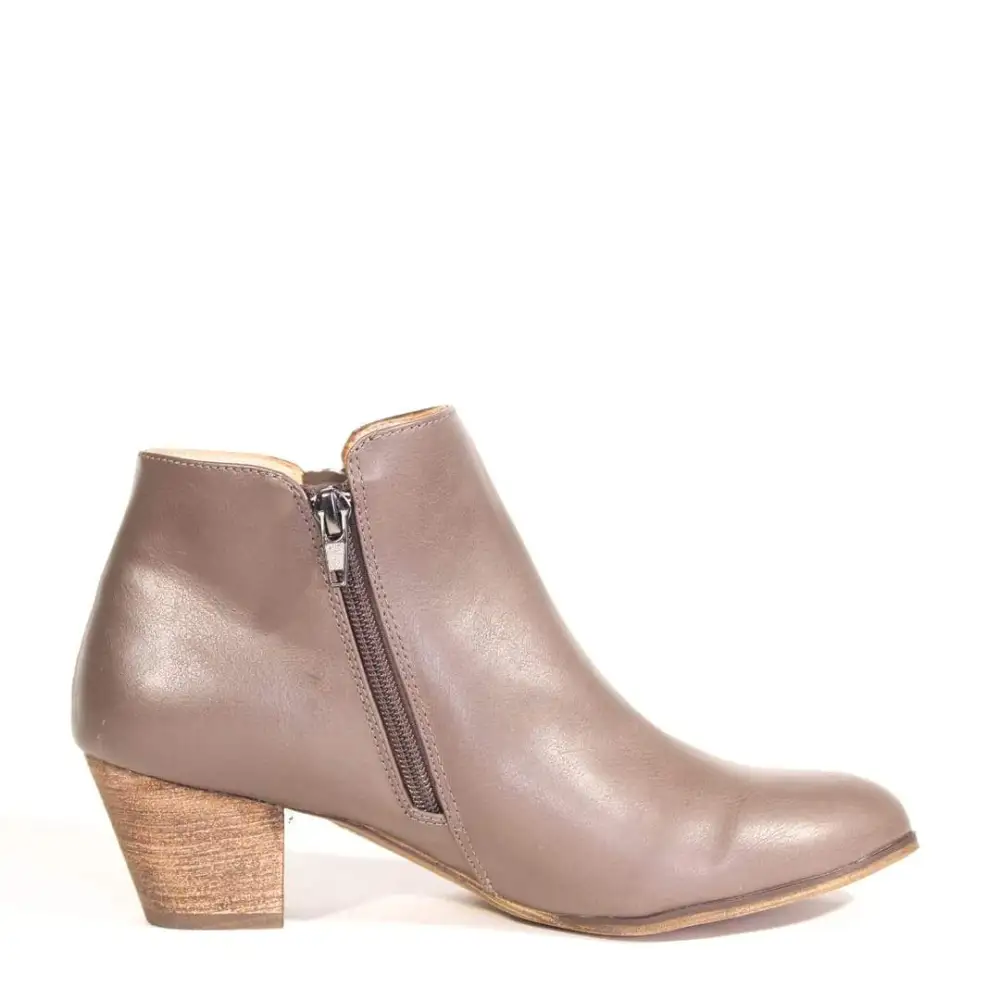 Faux Leather Side Zip Western Ankle Boots