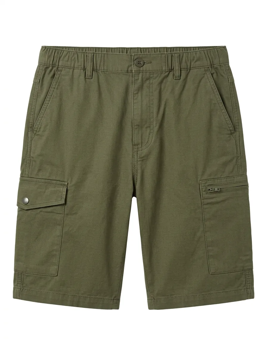 Men's Olive Green Multi-Pocket Tactical Cargo Shorts