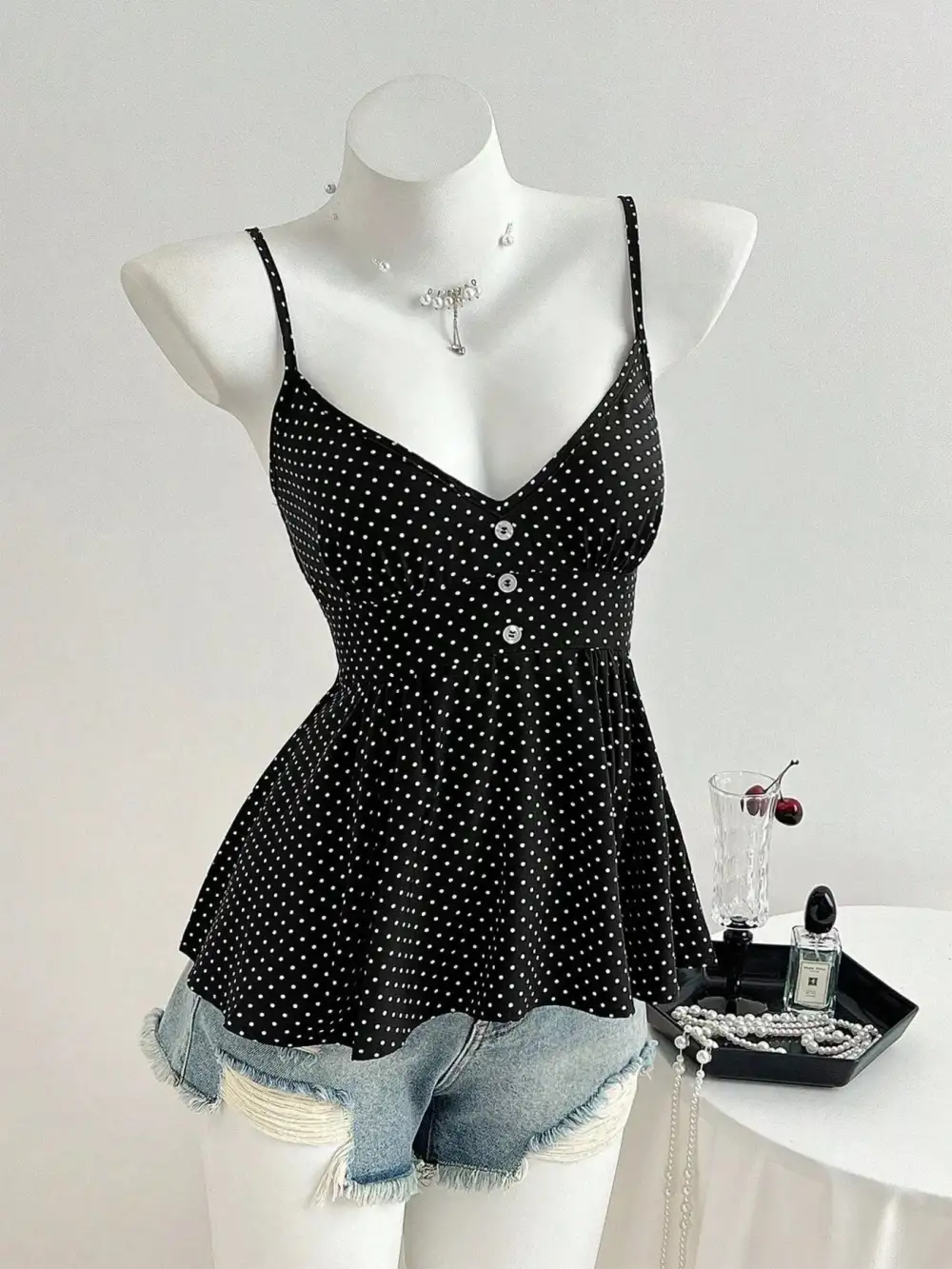 Polka Dot V Neck
