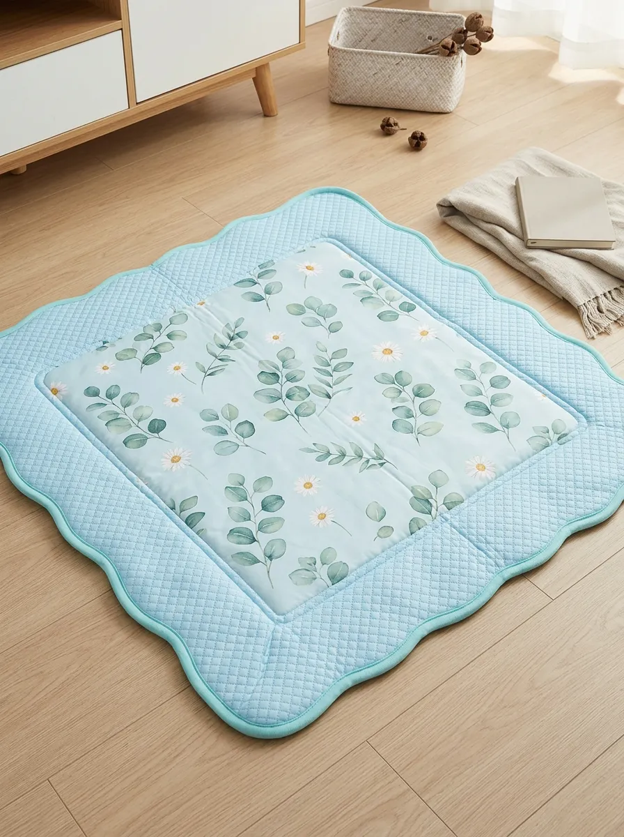Botanical Daisy Eucalyptus Pattern Cooling Mat