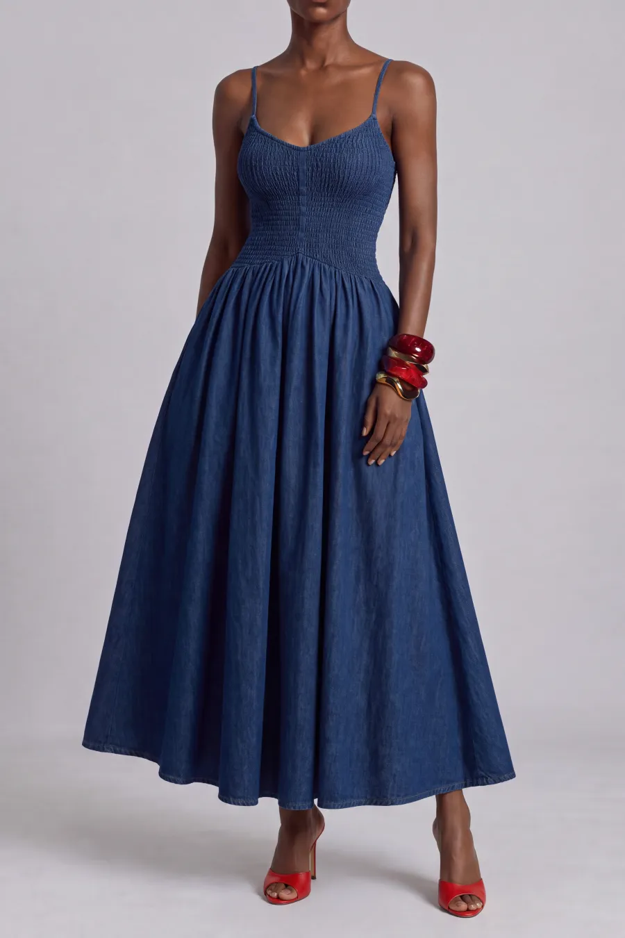 Spaghetti Strap Pleated Maxi Dress