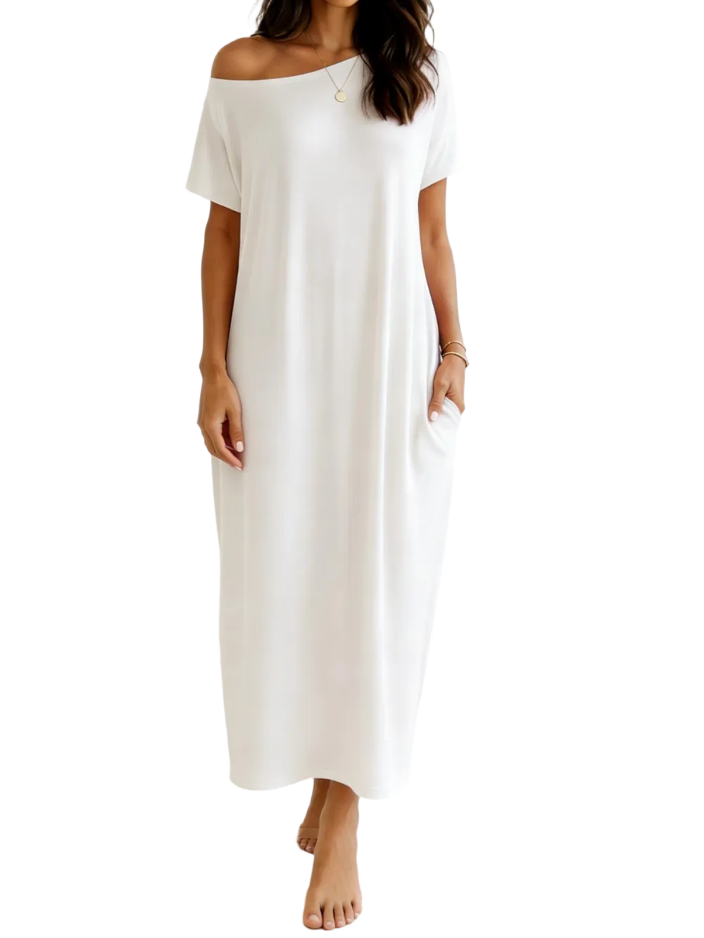 Women's Solid Color Batwing Sleeve Lounge Dress