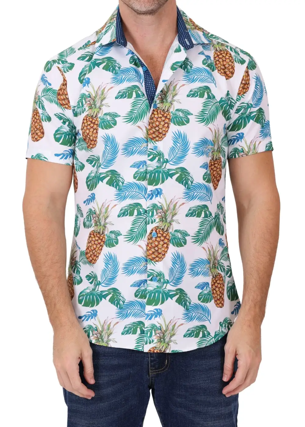 Micro Print Short Sleeve Button Shirt