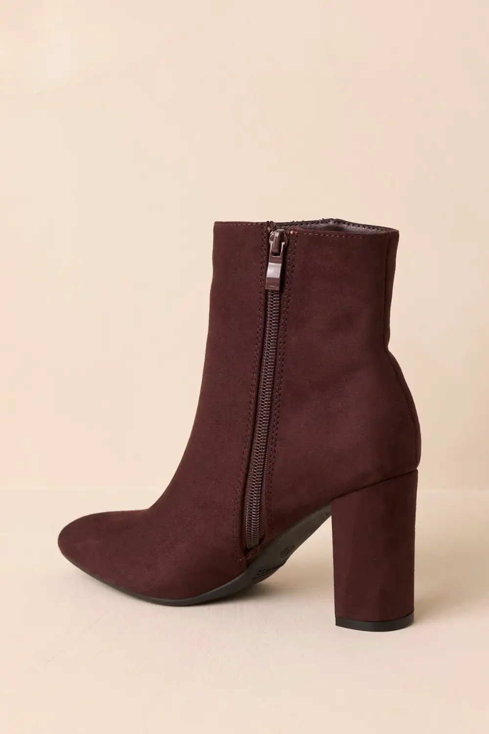 Faux Suede Pointed Toe Block Heel Ankle Boots