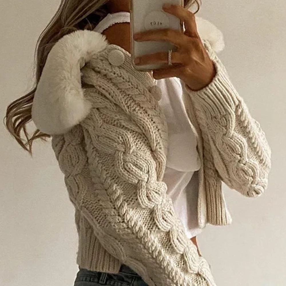 Faux Fur Knitted Cardigan