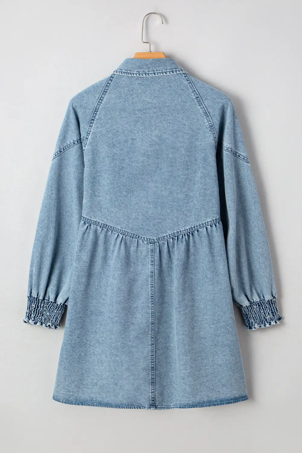 Denim Smocked Flared Mini Dress