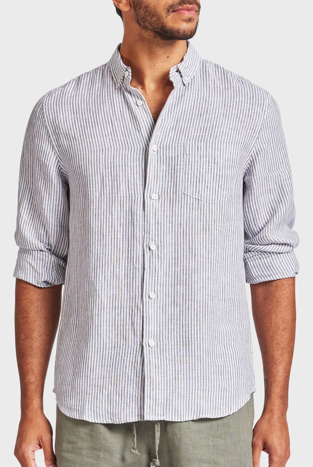 Striped Linen Long Sleeve Shirt