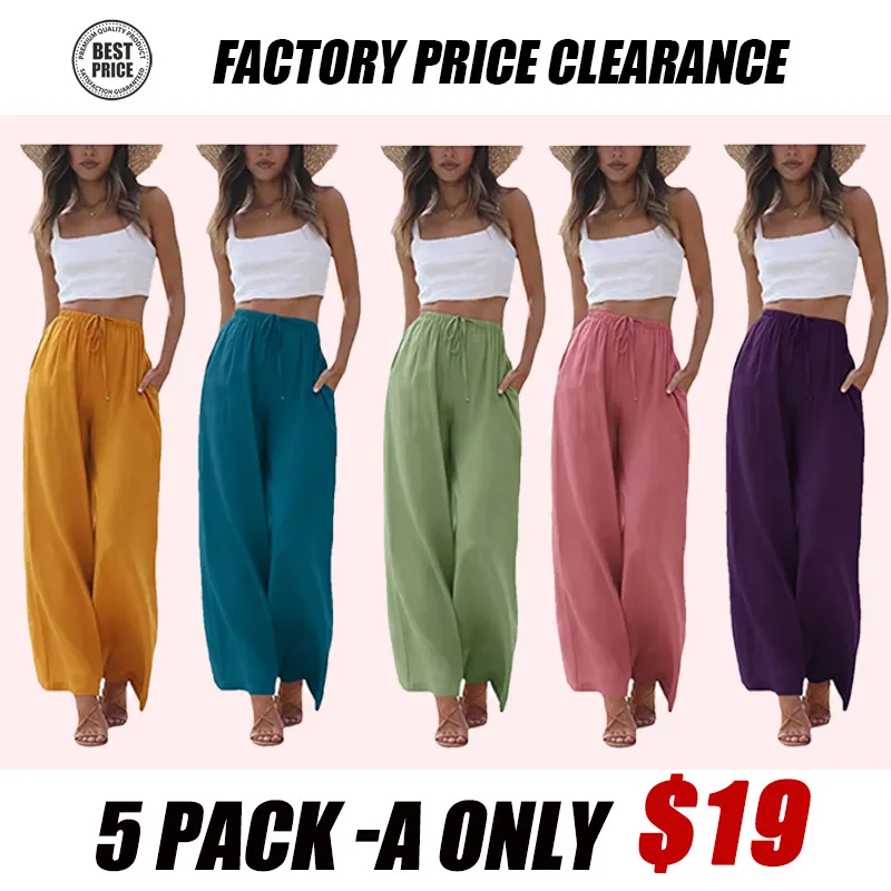 Women's Summer Cotton Linen Wide Leg Pants