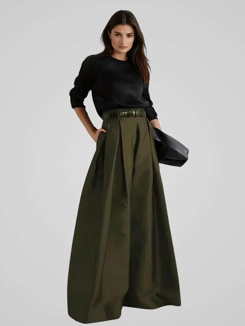 Clean Line High Waist Wide Leg Maxi Skirt