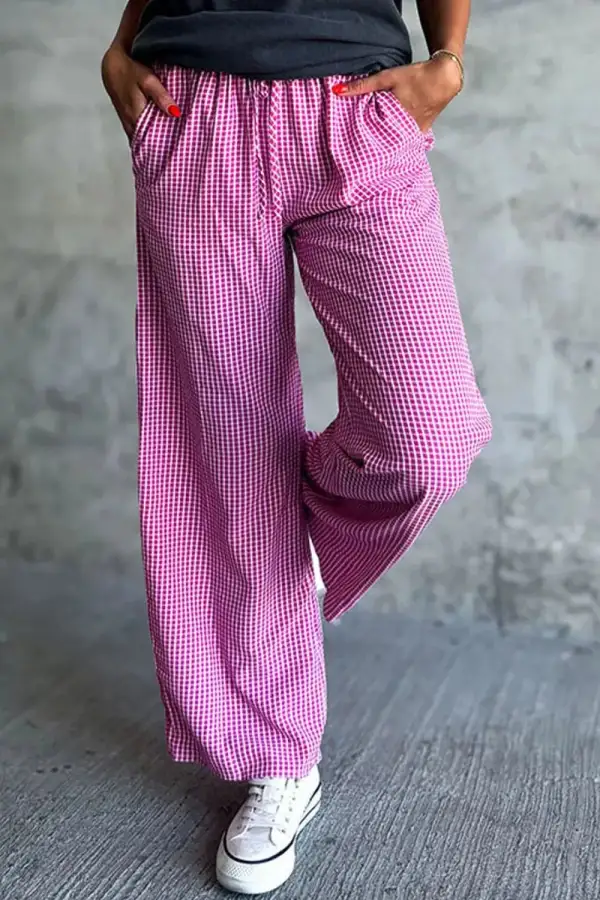 Textured Wide Leg Pocket Detail Pants