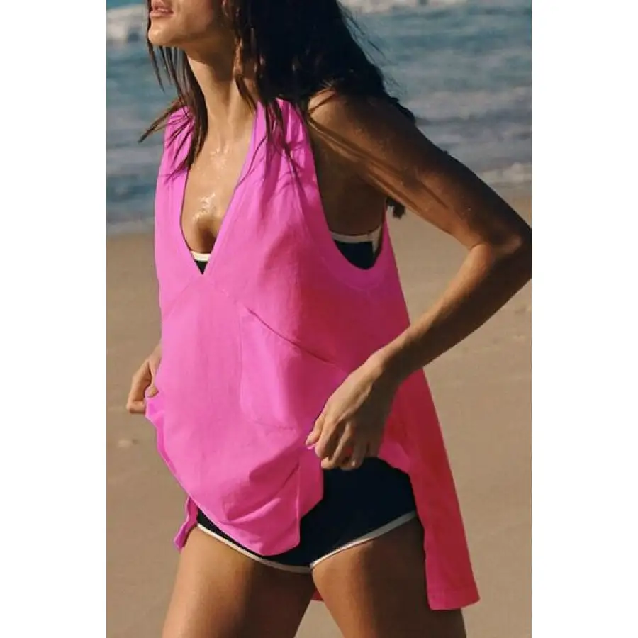 Side Slit V Neck Tank