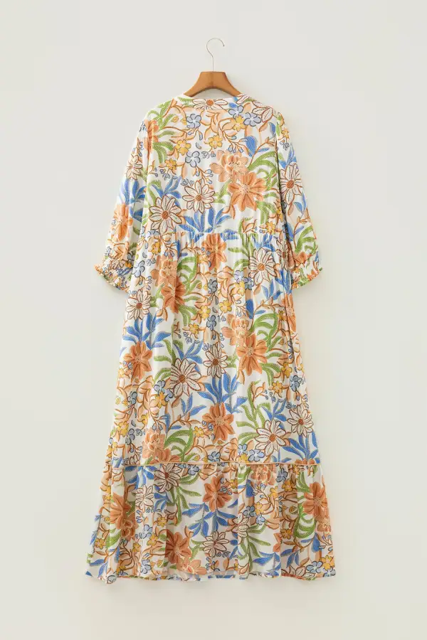 Layered Detail Floral Printed Tiered Dress