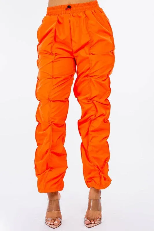 Ruched Cargo Jogger Pants High Waist Streetwear
