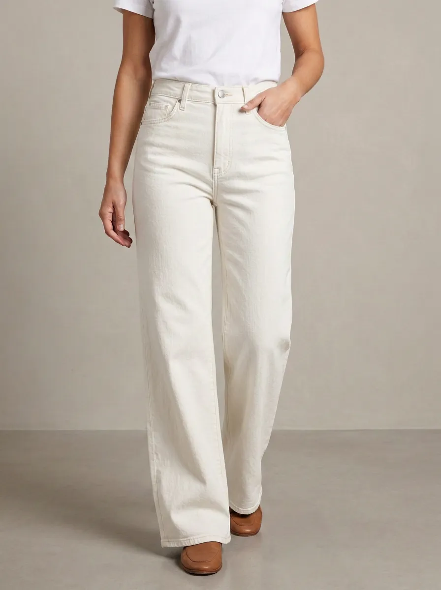 Relaxed-Fit High-Rise Wide-Leg Washed Denim Jeans