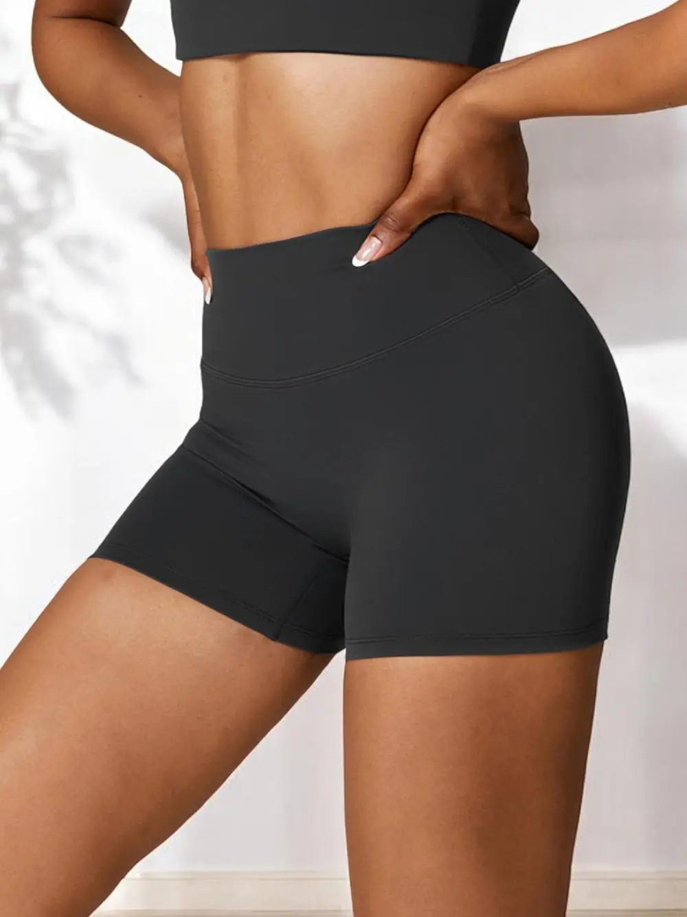 High-Waist Seamless Stretch Athletic Shorts