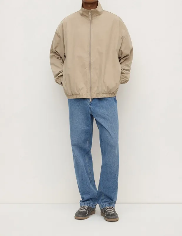 Ash Gray Cotton Stand Collar Jacket