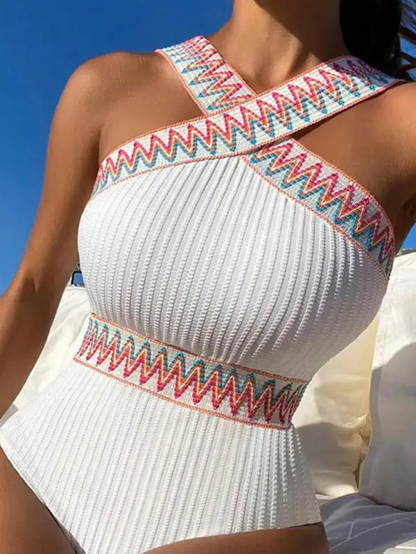 Sleeveless Slimming Conservative One Piece Bikini Swim Set