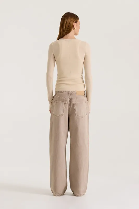 Tan Wash Relaxed Boyfriend Jeans