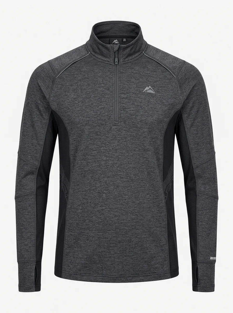 Men's Outdoor Sports Mountain Logo Printed Quarter Zip Pullover