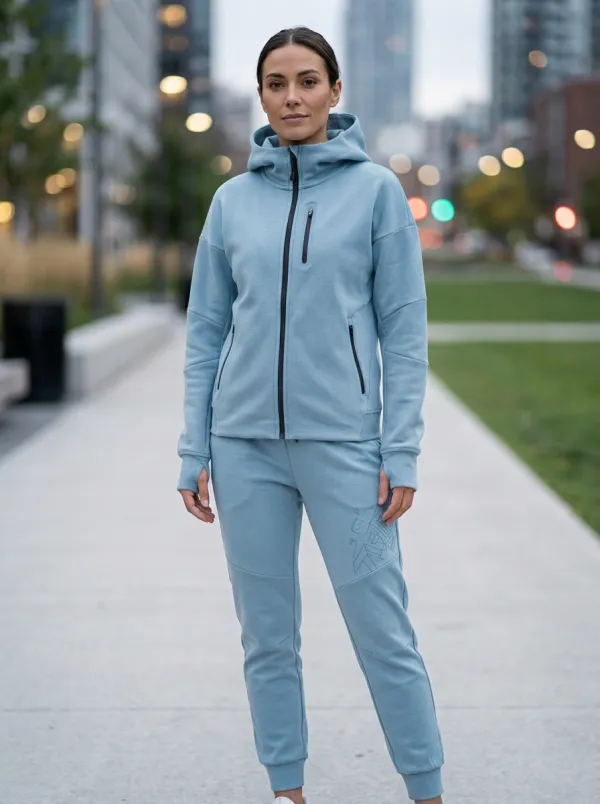 Geometric Detail Zip-Up Hoodie Unisex Zip Hoodie Tracksuit Set