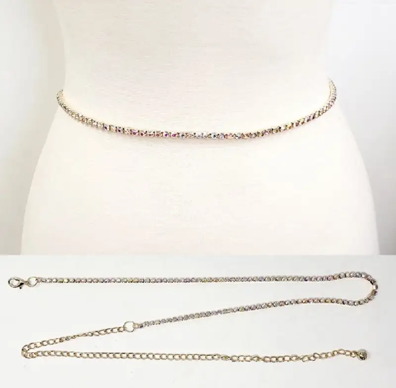 Refined Adjustable Stone Accent Waist Belt