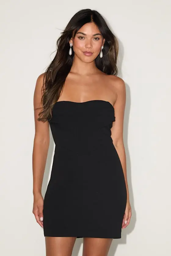 Dramatic Intent Light Yellow Strapless Corset Bodycon Mini Dress