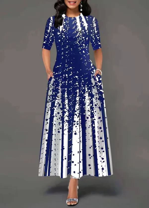 Fashionable personality printed round neck dress