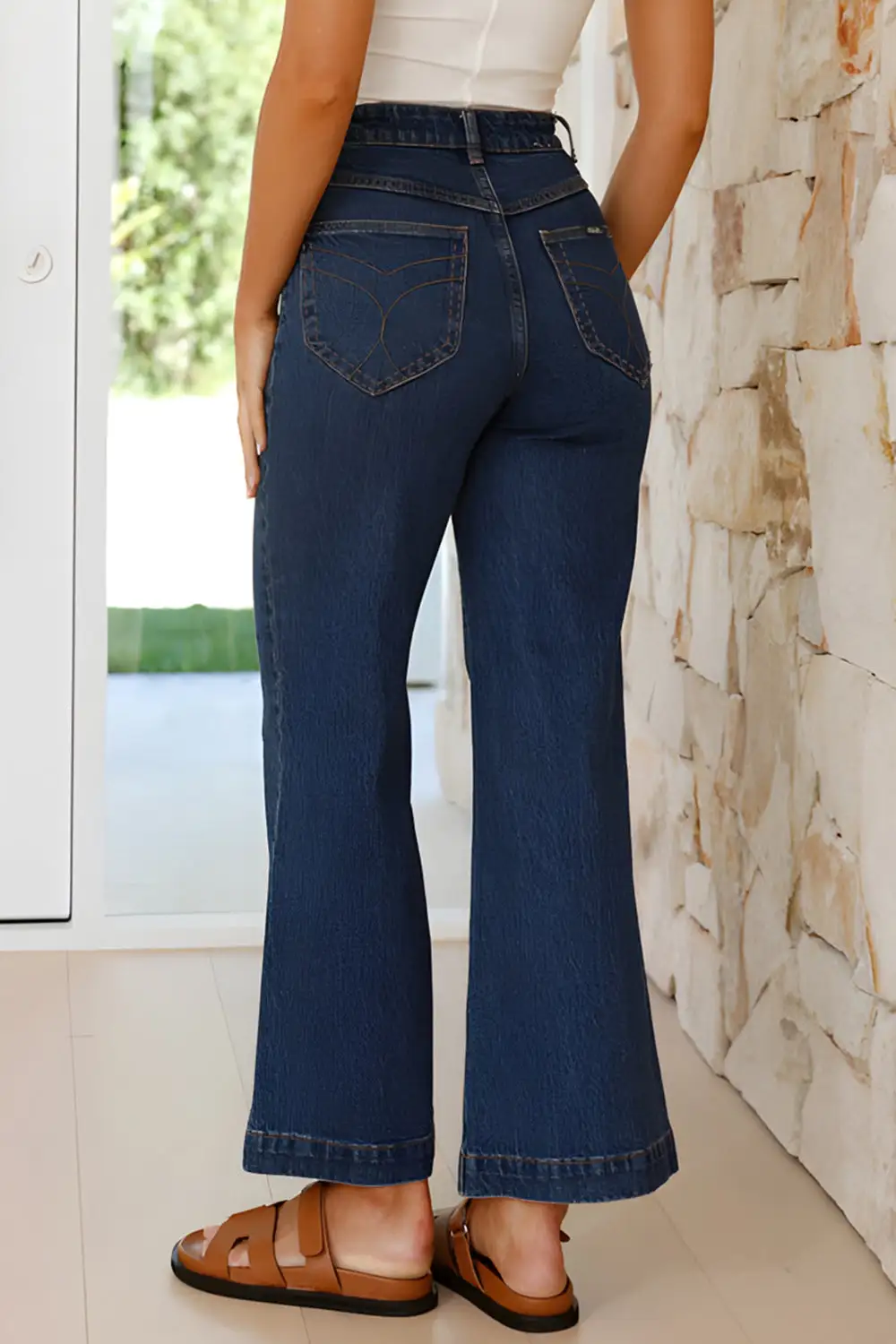 High Waist Bootcut Pocket Denim Jeans