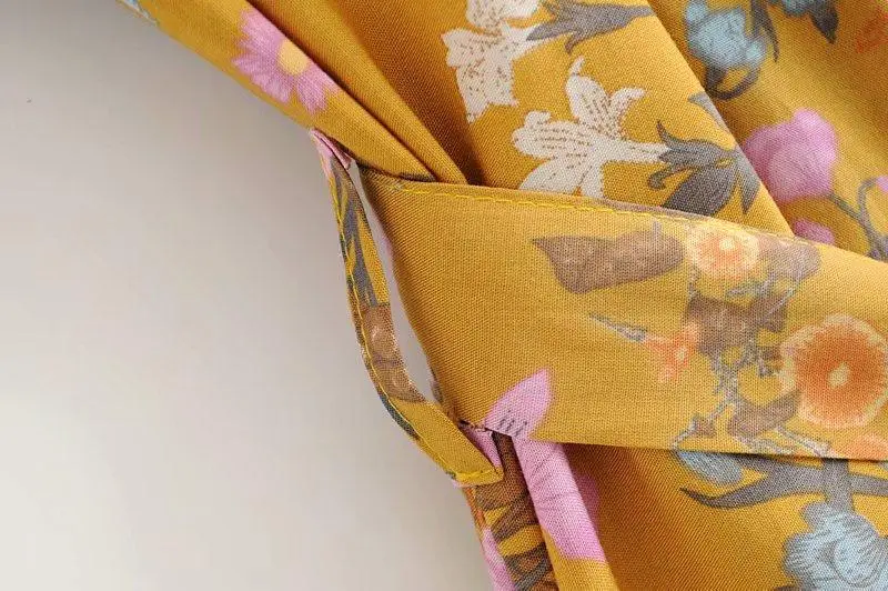 Floral Print Bat Sleeve Kimono Dress