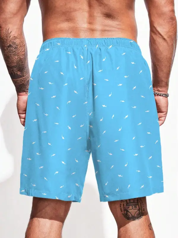 Men's Drawstring Allover Print Swim Trunks