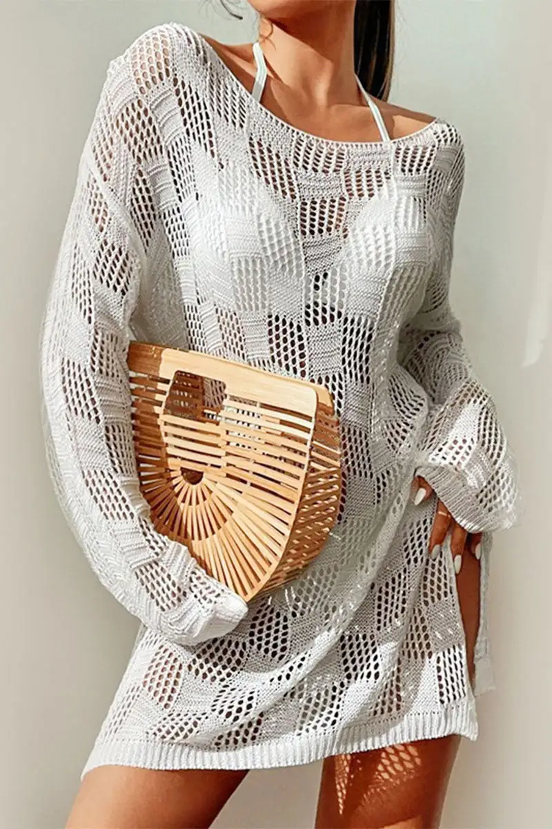 Casual Knitted Side-slit Dress Beach Cover-up