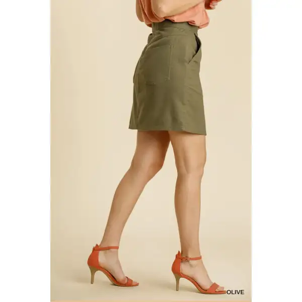 Button Down Skirt with Pockets