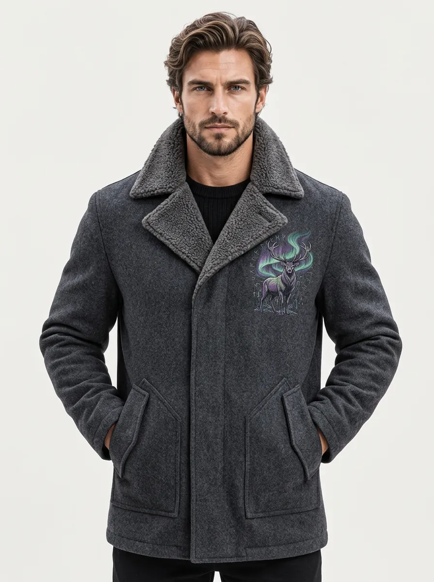 Men's Sherpa-Look Deer Warm Jacket