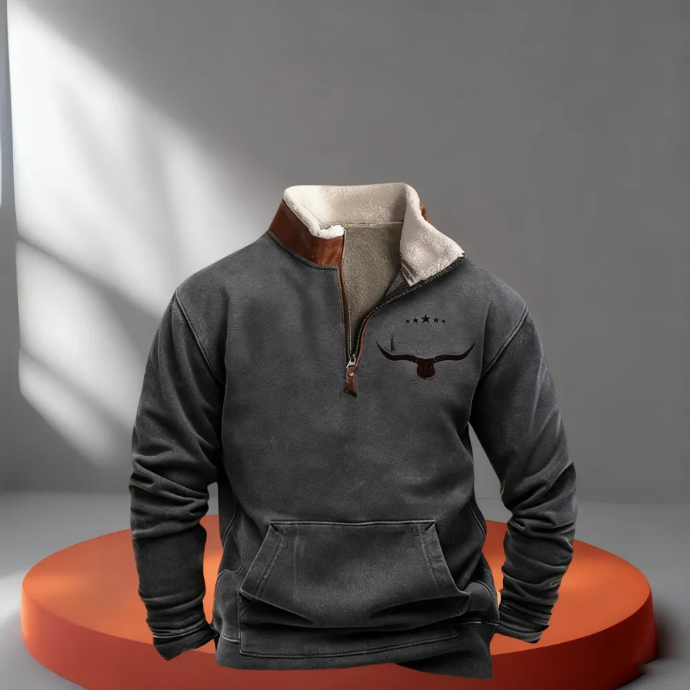 Mens Vintage Pullover 1/4 Zip Up Sweatshirt